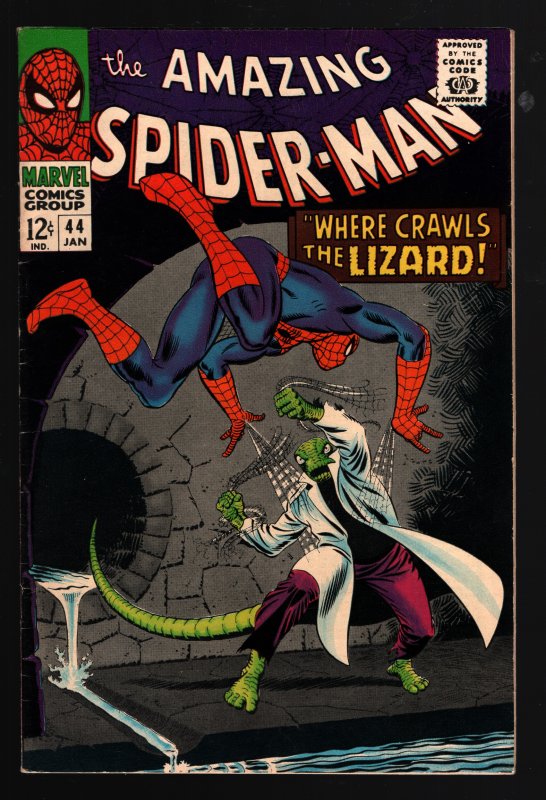 Amazing Spider-Man #44 (Marvel Comics, 1967), raw comic book in VF+ 8.5 condition — front cover