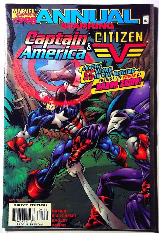 Captain America 3rd Series Annual #1998 (Marvel Comics, 1998), raw, ungraded comic book — front cover