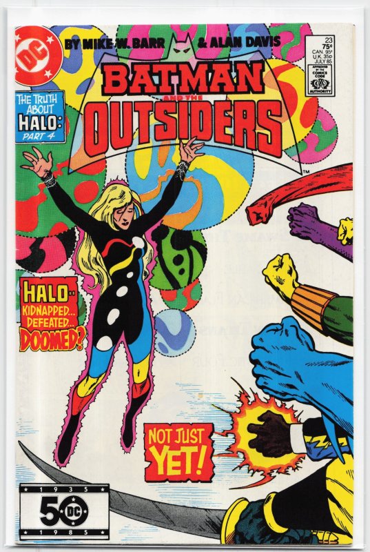 Batman and the Outsiders #23 (DC Comics, 1985), raw, ungraded comic book — front cover