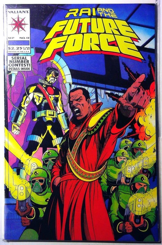 Rai and the Future Force #13 (Valiant Comics, 1993), raw, ungraded comic book — front cover