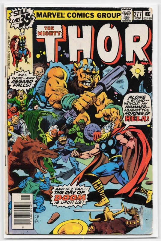 Thor #277 (Marvel Comics, 1978), raw, ungraded comic book — front cover