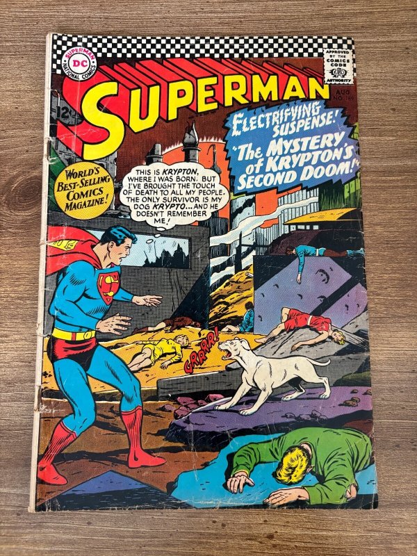 Superman #189 (DC Comics), raw comic book in VG condition — front cover