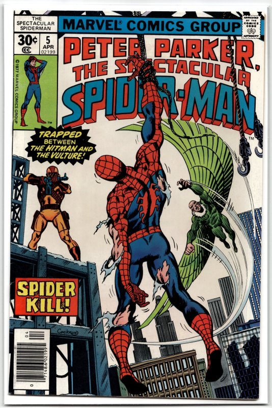 The Spectacular Spider-Man #5 (Marvel Comics, 1977), raw, ungraded comic book — front cover
