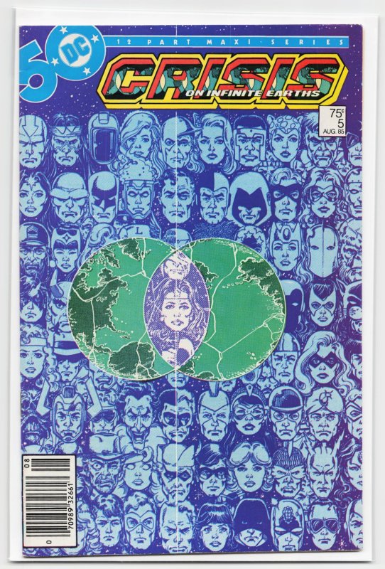 Crisis on Infinite Earths #5 (DC Comics, 1985), raw, ungraded comic book — front cover