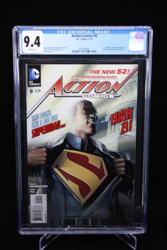 Action Comics #9 (DC Comics, 2012), CGC 9.4 graded comic book, Universal Blue label — front cover in its holder