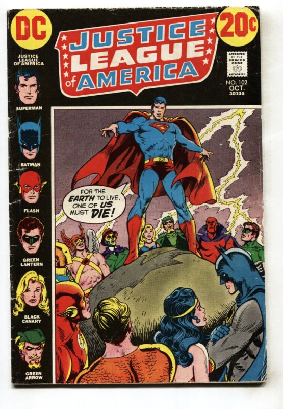 Justice League of America #102 (DC Comics), raw, ungraded comic book — front cover