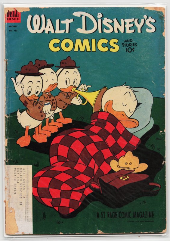 Walt Disney's Comics and Stories #155 (Dell, 1953), raw, ungraded comic book — front cover