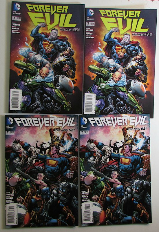 2014 Forever Evil Lot of 4 #3 (x2), 7 (x2) DC Comics 1st Print Comic Books (DC Comics, 2014), raw, ungraded comic book — front cover