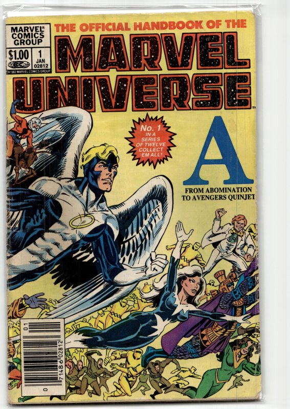 The Official Handbook of the Marvel Universe #1 (Marvel Comics, 1983), raw, ungraded comic book — front cover