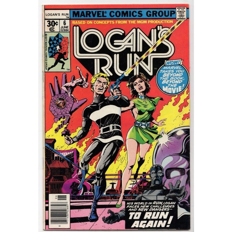 Logan's Run #6 (Marvel Comics, 1977), raw comic book in FN/VF 7.0 condition — front cover