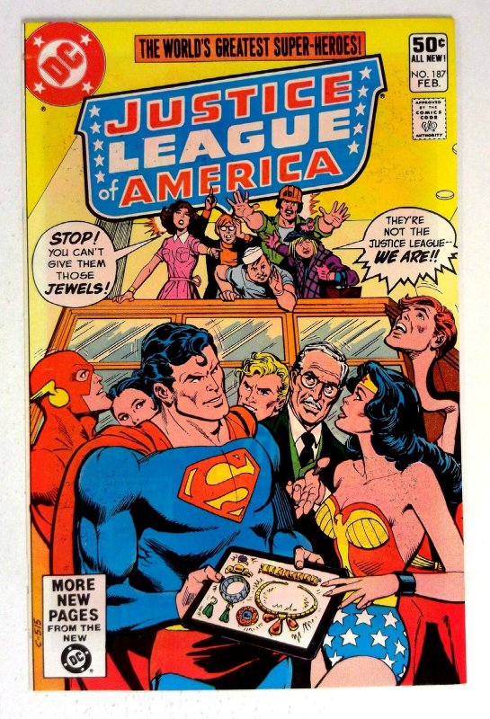 Justice League of America #187 (DC Comics, 1981), raw comic book in VF/NM condition — front cover