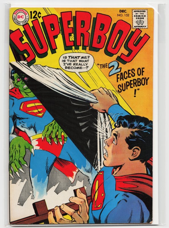 Superboy #152 (DC Comics, 1968), raw, ungraded comic book — front cover