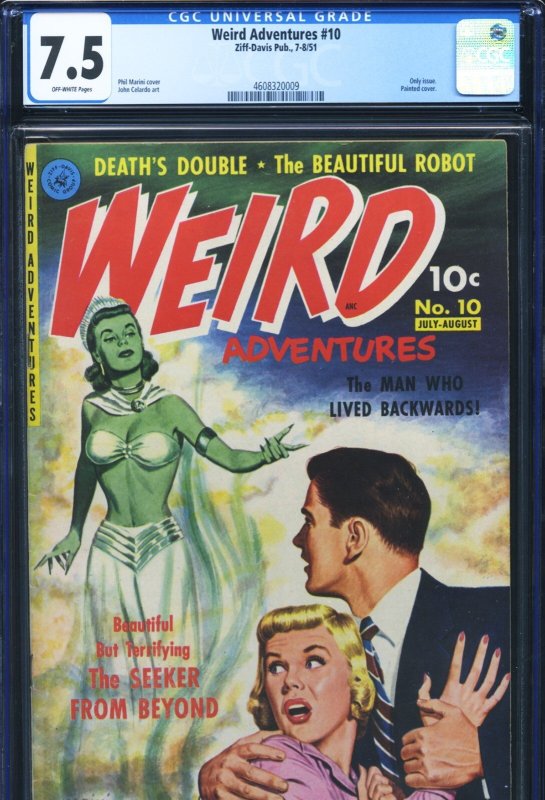 Weird Adventures (Z/d) #10, CGC 7.5 graded comic book, Universal Blue label — front cover in its holder