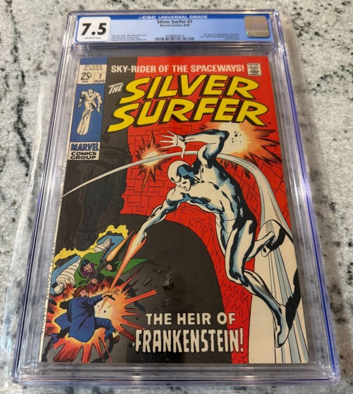 Silver Surfer #7 (Marvel Comics), CGC 7.5 graded comic book, Universal Blue label — front cover in its holder