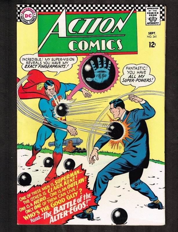 Action Comics #341 (DC Comics, 1966), raw comic book in 7.0 condition — front cover