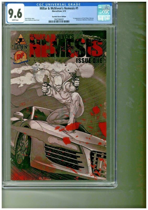Millar & McNiven's Nemesis #1, CGC 9.6 graded comic book, Universal Blue label — front cover in its holder
