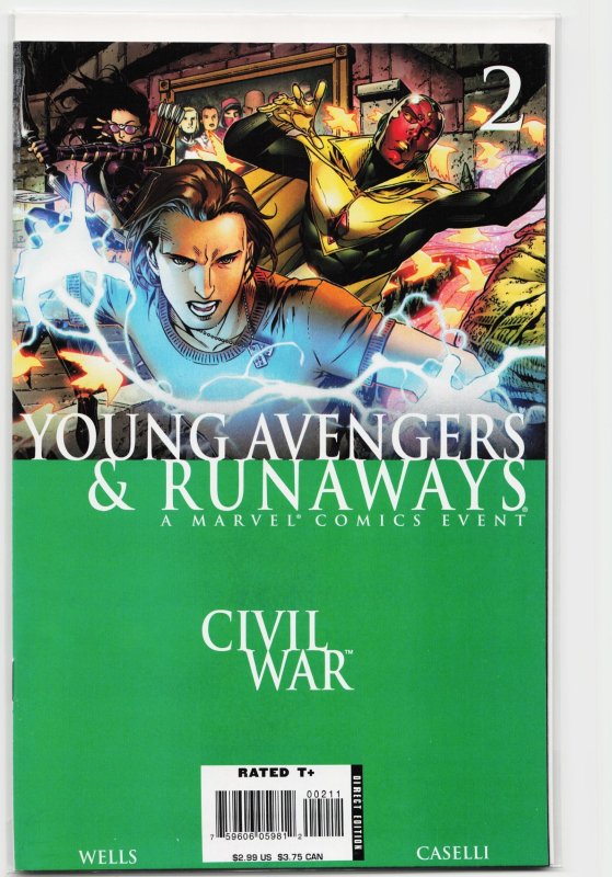 Civil War: Young Avengers & Runaways #2 (Marvel Comics, 2006), raw, ungraded comic book — front cover