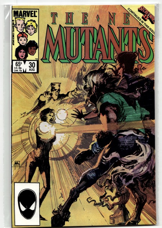 The New Mutants #30 (Marvel Comics, 1985), raw, ungraded comic book — front cover