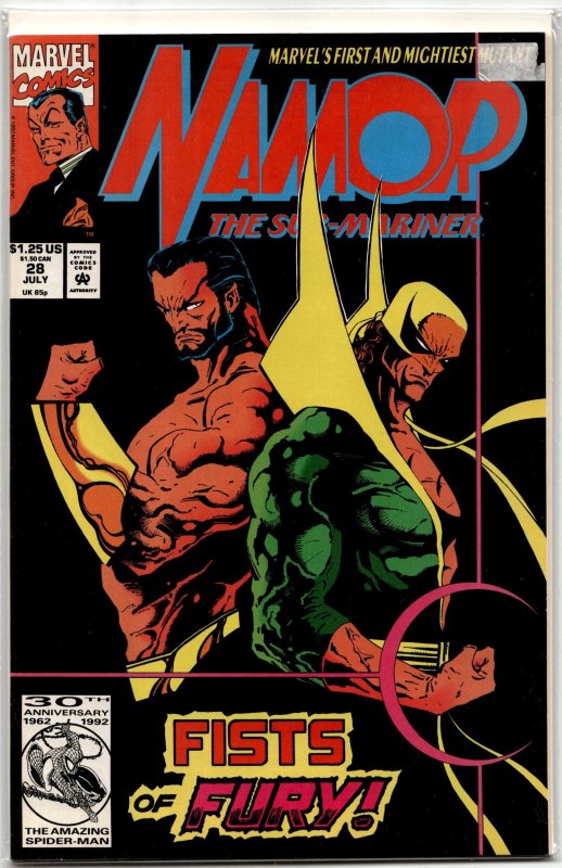 Namor, the Sub-Mariner #28 (Marvel Comics, 1992), raw, ungraded comic book — front cover