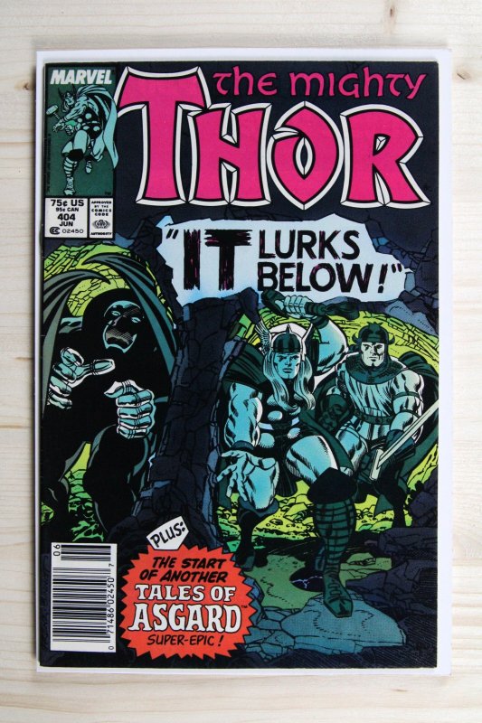 Thor #404 (Marvel Comics, 1989), raw comic book in VF+ 8.5 condition — front cover