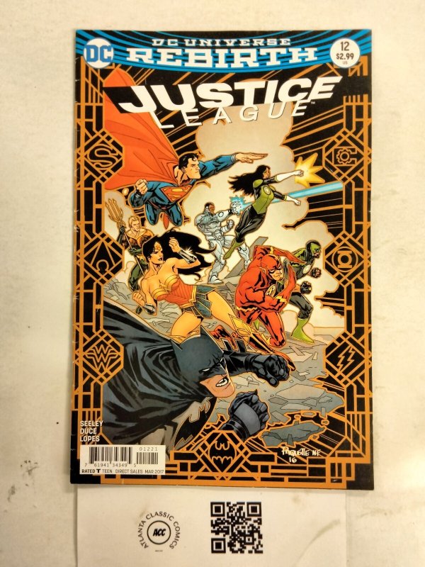 Justice League #12 (DC Comics), raw comic book in NM condition — front cover