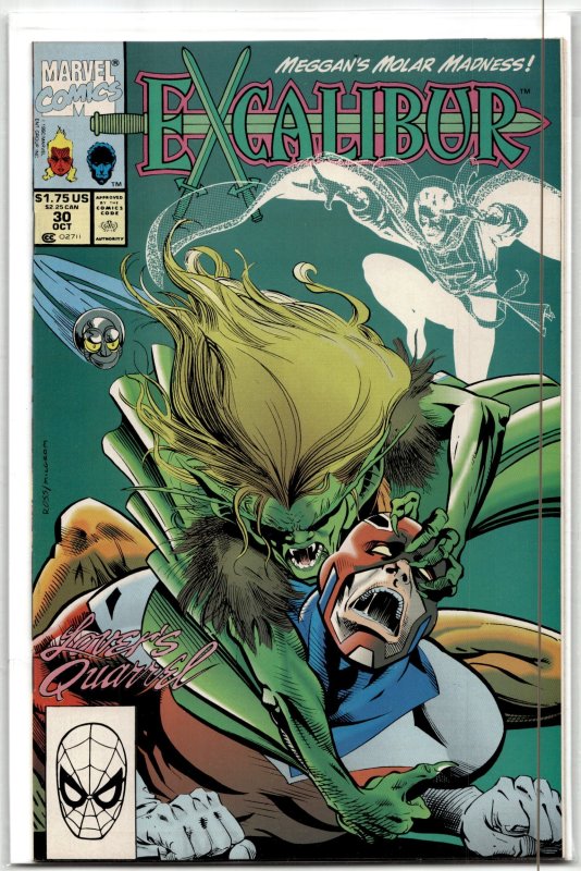 Excalibur #30 (Marvel Comics, 1990), raw, ungraded comic book — front cover
