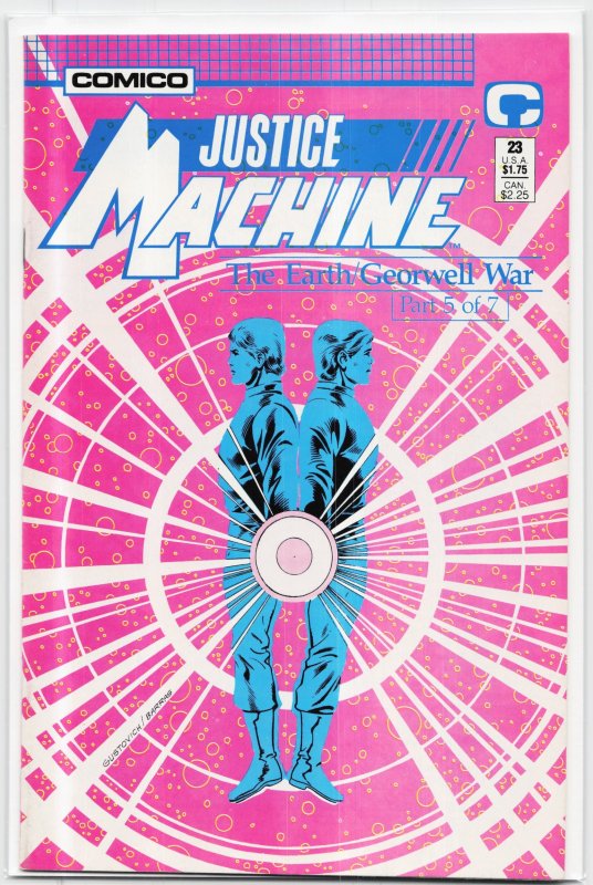 Justice Machine #23 (1988), raw, ungraded comic book — front cover