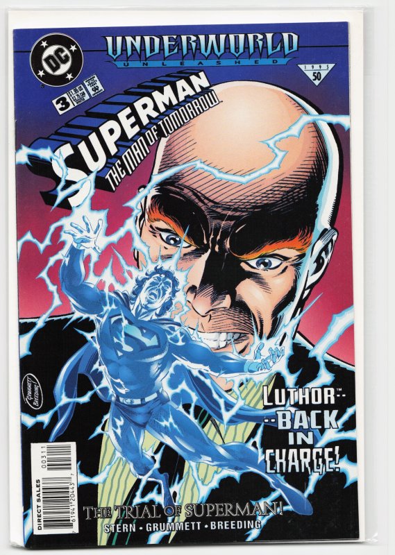 Superman: The Man of Tomorrow #3 (DC Comics, 1995), raw, ungraded comic book — front cover