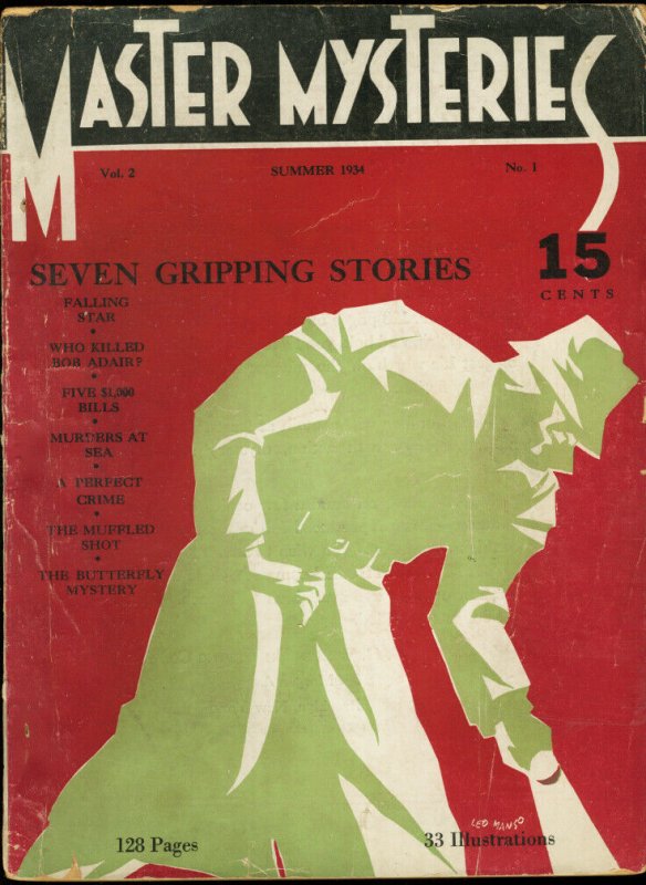 Master Mysteries 1934 Summer #1 (1934), raw comic book in VG condition — front cover