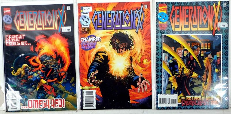 Generation X Lot of 3 #10, 11, 12 (1995) Marvel Comics 1st Print Comic Books (Marvel Comics, 1995), raw, ungraded comic book — front cover