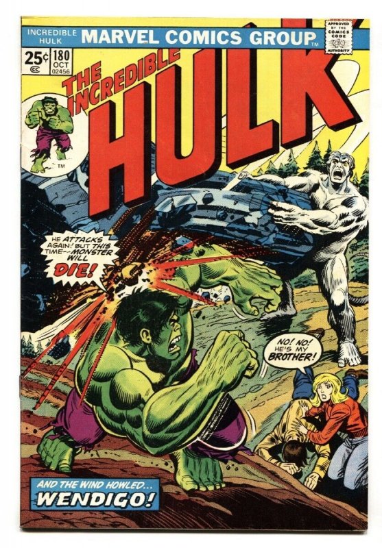 Incredible Hulk #180 (Marvel Comics, 1974), raw, ungraded comic book — front cover