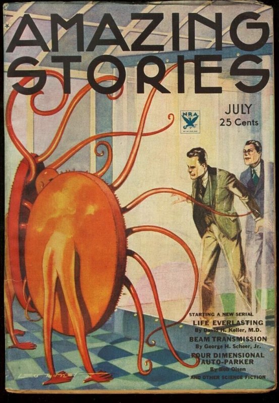 Amazing Stories 1934 Jul-Early Science Fiction Pulp FN (1934), raw comic book in FN condition — front cover