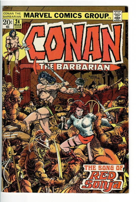 Conan #24 (Marvel Comics, 1973), raw comic book in VF 8.0 condition — front cover