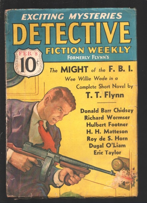 Detective Fiction Weekly 2/8/1936 Might of the FBI"-Wee Willie Wade Appears-"Dea, raw, ungraded comic book — front cover