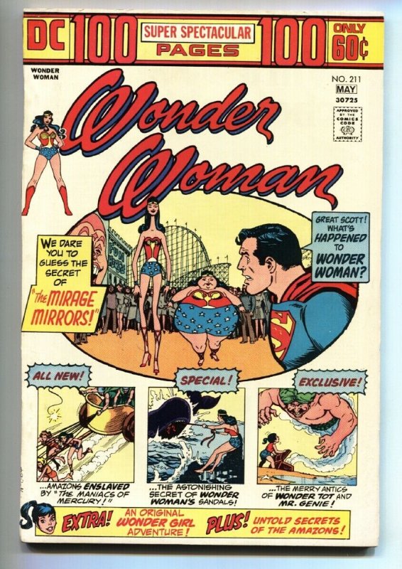 Wonder Woman #211 (DC Comics, 1974), raw, ungraded comic book — front cover
