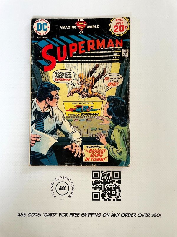 Superman #277 (DC Comics, 1974), raw comic book in VG condition — front cover