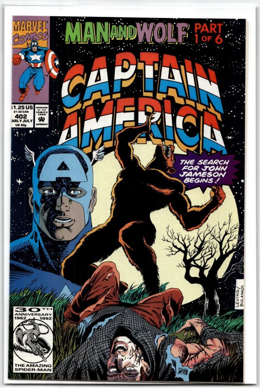 Captain America #402 (Marvel Comics, 1992), raw, ungraded comic book — front cover
