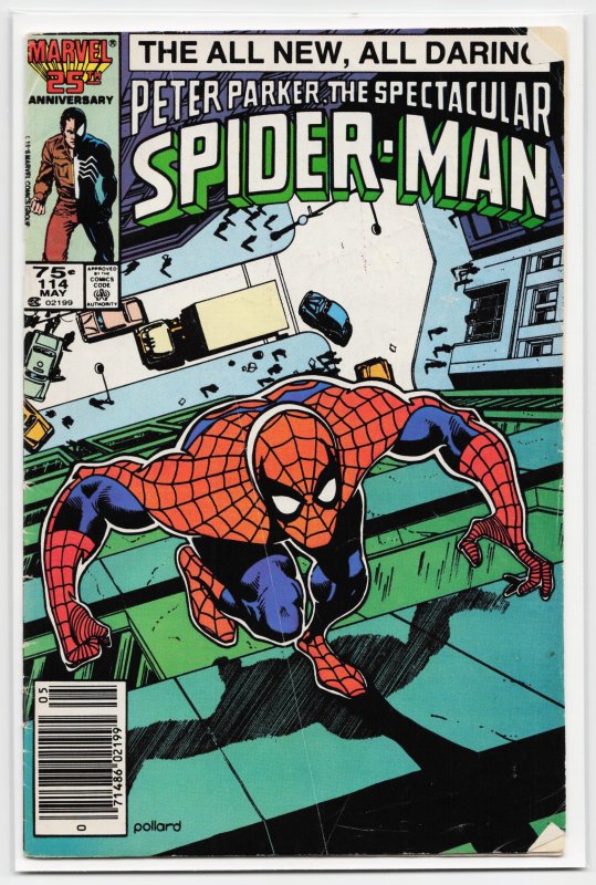 The Spectacular Spider-Man #114 (Marvel Comics, 1986), raw, ungraded comic book — front cover