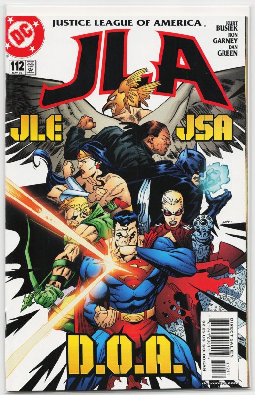 JLA #112 (DC Comics, 2005), raw, ungraded comic book — front cover