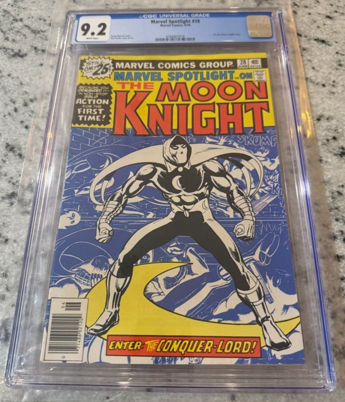 Marvel Spotlight #28 (Marvel Comics, 1976), CGC 9.2 graded comic book, Universal Blue label — front cover in its holder