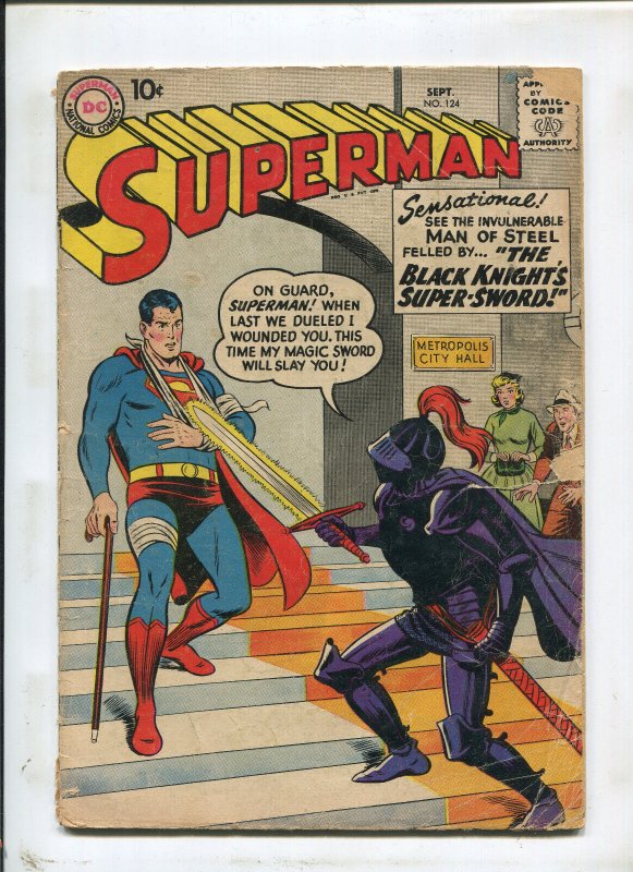 Superman #124 (DC Comics, 1958), raw comic book in 2.5 condition — front cover