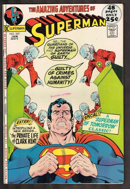 Superman #247 (DC Comics, 1972), raw comic book in 8.5 condition — front cover