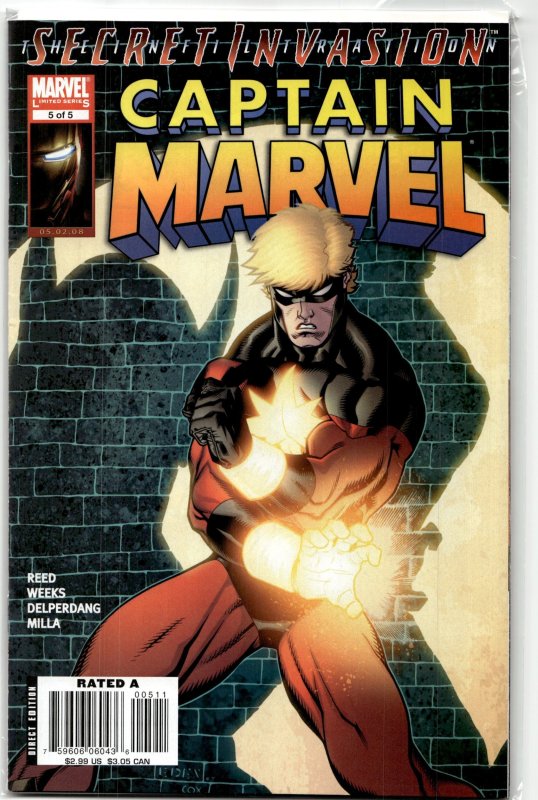 Captain Marvel #5 (Marvel Comics, 2008), raw, ungraded comic book — front cover