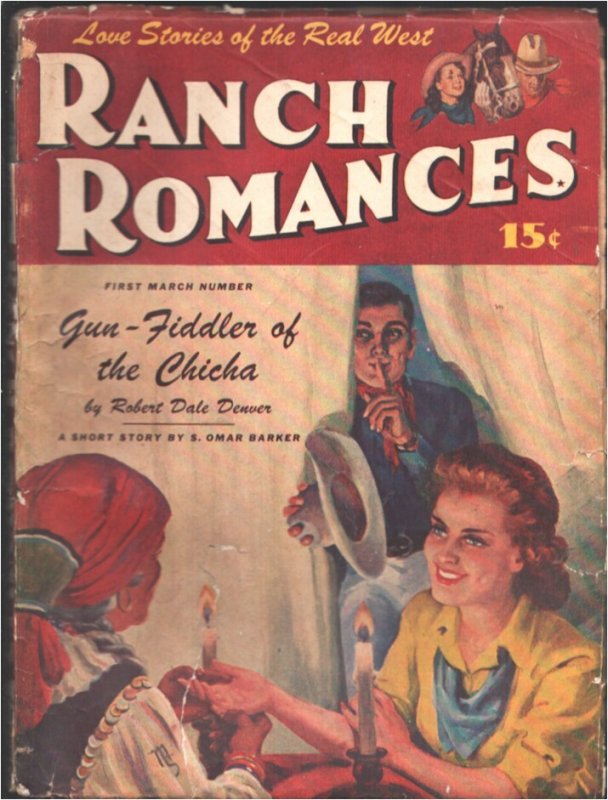 Ranch Romances 1st 3/1945-Unique Palm Reading Gypsy Cover-"Guns for Hire" by Ric, raw, ungraded comic book — front cover