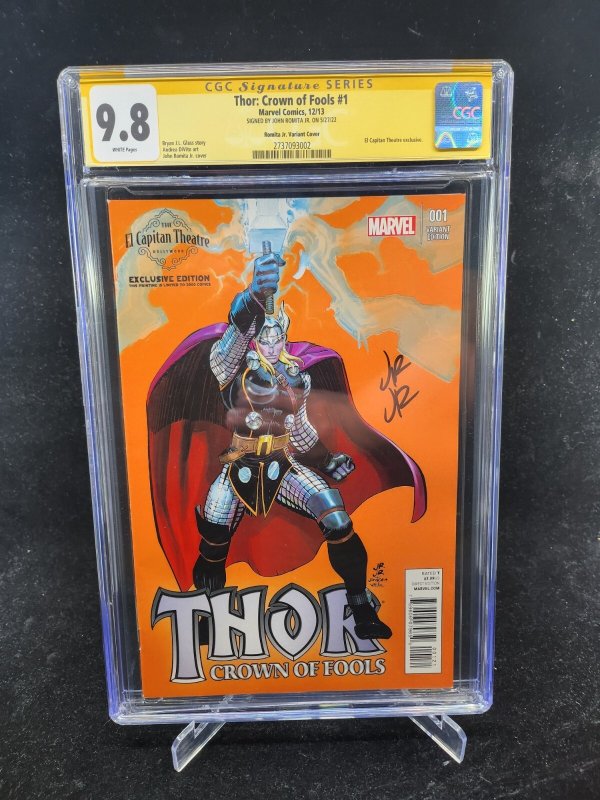 Thor: Crown of Fools #1 (2013), CGC 9.8 graded comic book — front cover in its holder