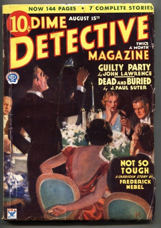 Pulp: Dime Detective Aug #15 (1934), raw, ungraded comic book — front cover