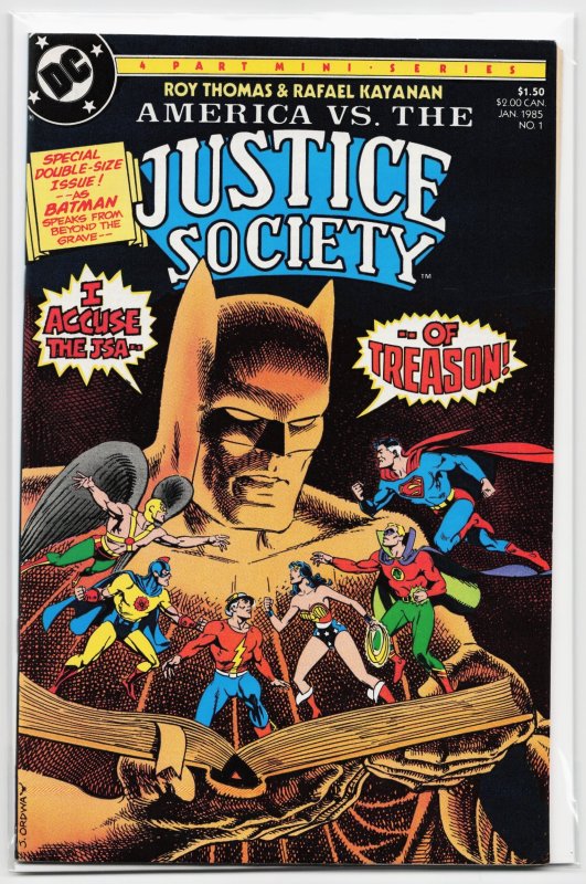 America vs. the Justice Society #1 (DC Comics, 1985), raw, ungraded comic book — front cover