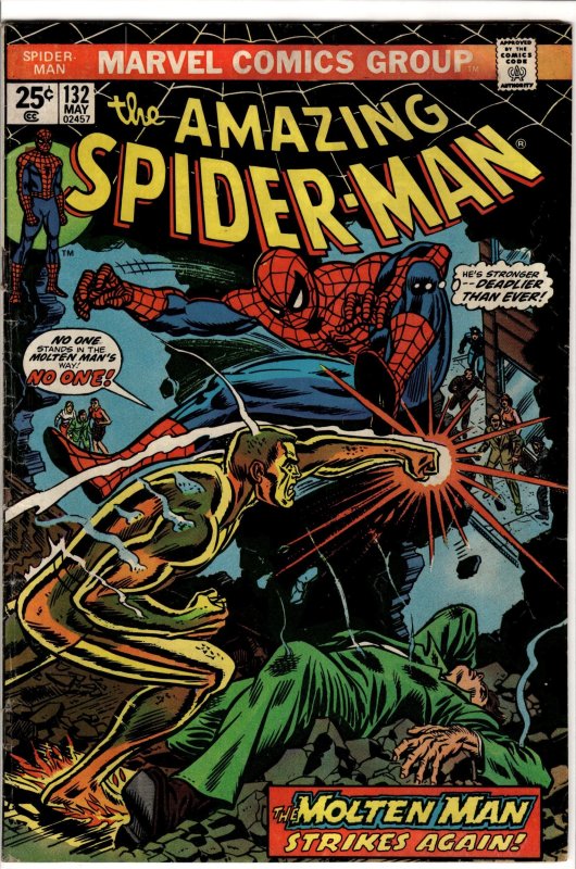 The Amazing Spider-Man #132 (Marvel Comics, 1974), raw, ungraded comic book — front cover