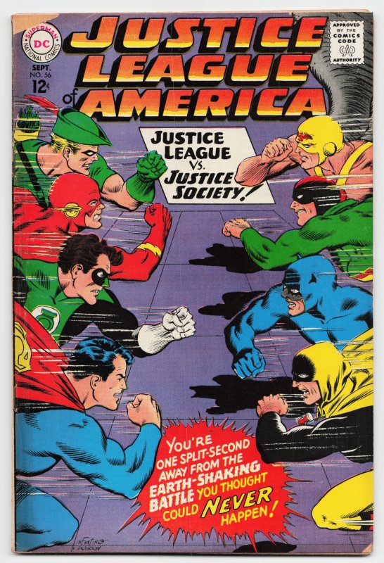 Justice League of America #56 (DC Comics, 1967), raw, ungraded comic book — front cover
