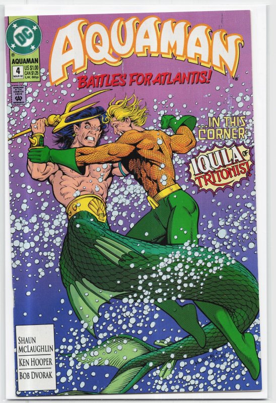Aquaman #4 (DC Comics, 1992), raw, ungraded comic book — front cover